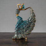 Peacock Dancer Figurines Dancing Sculpture Resin Crafts Home Decor Bronze