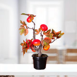 Artificial Fruit Tree Bonsai Green Leaf Realistic Potted Plants Persimmon