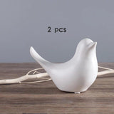 2x Ceramic Bird Figurines Animal Sculptures Statues Home Decor Gifts White L