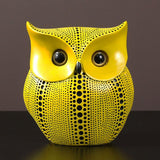 Owl Figure Table Showpiece Ornament Statue Miniature Decoration Craft Yellow