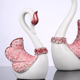 2pcs Swan Couple Statue Figurines Ornaments Wedding Tabletop Centerpiece