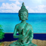 Meditating Buddha Statue Sitting Hindu Figurine for Home Garden Decor Green