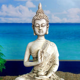 Meditating Buddha Statue Sitting Hindu Figurine for Home Garden Decor White