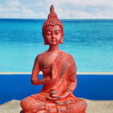 Meditating Buddha Statue Sitting Hindu Figurine for Home Garden Decor Red