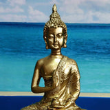 Meditating Buddha Statue Sitting Hindu Figurine for Home Garden Decor Gold