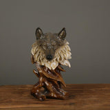 Imitation Wood Animal Head Statue Decoration Office Desktop Wine Sculpture wolf