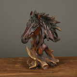 Imitation Wood Animal Head Statue Decoration Office Desktop Wine Sculpture horse