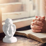 Resin White Angel Statue Desktop Decor Collection Window Props Christmas holding face