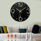 Wall Clock Quartz Glow In The Dark Hanging Clocks Room Decor Numbers Size