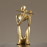 Abstract Thinker Sculpture Statue Photo Props Office Decor Playing Flute