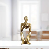 Abstract Thinker Sculpture Statue Photo Props Office Decor Playing Trumpet