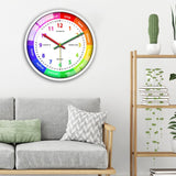 12'' Colorful Wall Clock Kids School Classroom Telling Time White Frame B