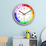 12'' Colorful Wall Clock Kids School Classroom Telling Time Pink Frame C