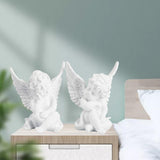 2pcs Cupid Angel Statue Tabletop Cherub Home Decor Garden Ornament White