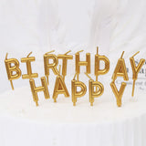 Happy Birthday Letters Candles Cake Topper Party Decoration Sign Golden