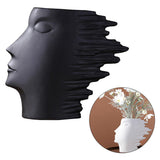 Maxbell  Modern Abstract Human Face Vase Ceramic Art Tabletop Flower Pot Home Black