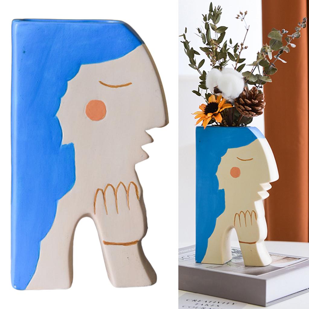 Maxbell  Abstract Decorative Vase Ceramic Flower Vase Indoor Outdoor Planter Blue