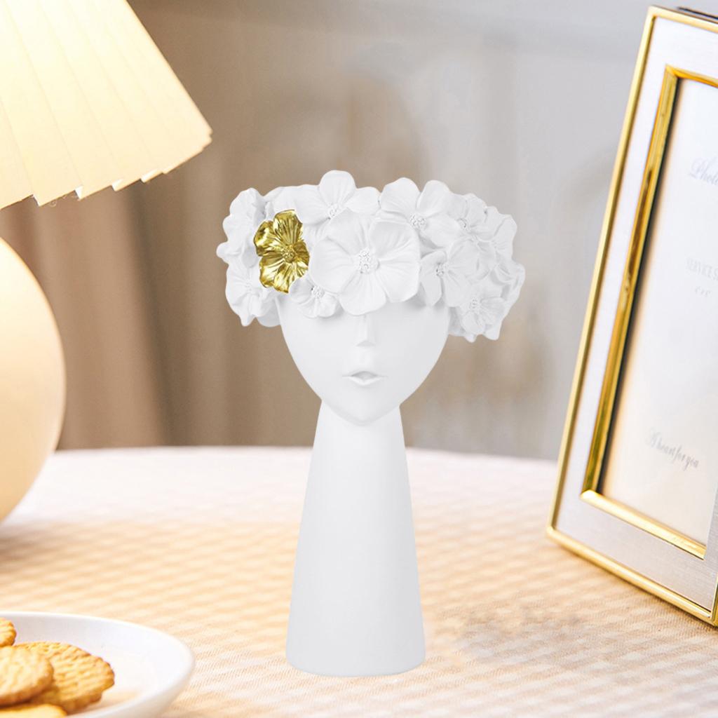 Maxbell  Nordic Girl Head Flower Vase Statue Planters Tall Floral Pots Ornament White