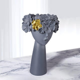 Maxbell  Nordic Girl Head Flower Vase Statue Planters Tall Floral Pots Ornament Gray