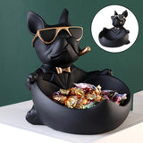 Dog Statue Resin Artware Sculpture Keys Jewelry Storage Home Office Black