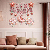 1Set Eid Mubarak Balloons Banners Ramadan Backdrop Islamic Muslim Rose Gold