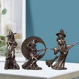 3x Abstract Witch Figurines Wizard Sculpture Office Statue Decor Decoration