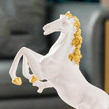 Horse Statue Resin Figurine Living Room Desktop Decor Accs Birthday Artwork Jumping White