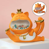 Resin Lucky Big Mouth Cat Storage Box Figurine Home Decor Gifts Yellow