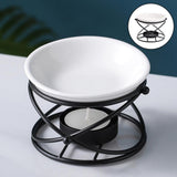 Oil Burner Geometric Frame Ceramic Oil Warmer Furnace Yoga Meditation Black