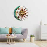 Metal Art Sun and Moon Ornaments Hanging Plaque Backyard Garden Decor 29cm