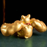 Lucky Cat Lucky Figurine Treasure Bowl Storage Box Home Decorative Gold