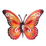 2Pcs/ Set Metal Butterfly Wall Art Hanging Decor for Garden Yard Red+Purple