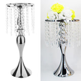 Candle Holder Table Centerpiece for Wedding Flower Vase Decor H 33cm Silver