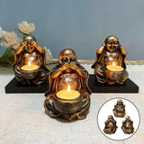 Sitting Buddha Candle Holder Candlestick Table Centerpiece Teahouse Bronze
