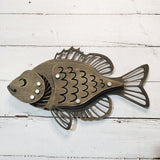 Wood Fish Wall Decor Hanging Ornament Living Room Decoration Gray Snapper