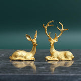 2x Deer Statue Sculpture Living Room Tabletop Sill Bookshelf Figurine Decor