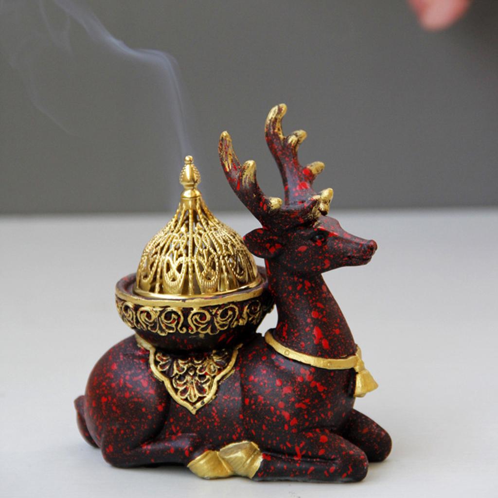 Incense Burner Resin Incense Cone Holder Censer Tabletop Ornament Red