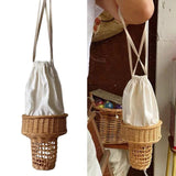 Beach Shoulder Bag Cute Ice Cream Rattan Purse Tote Travel Handbag Props