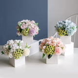 Artificial Silk Flowers Hydrangea With Ceramic Vase Hydrangea Purple