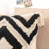 Boho Style Throw Pillow Covers Tassel Sofa Cushion Cases Decor Black