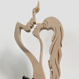 Carved Wooden Sculpture Home Decor Wood Figurine Shelf Wedding Kiss Statue