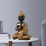 Maxbell Buddha Statue Gold Figurines Sculpture Meditation Decor 11.8x8.3x19.5cm