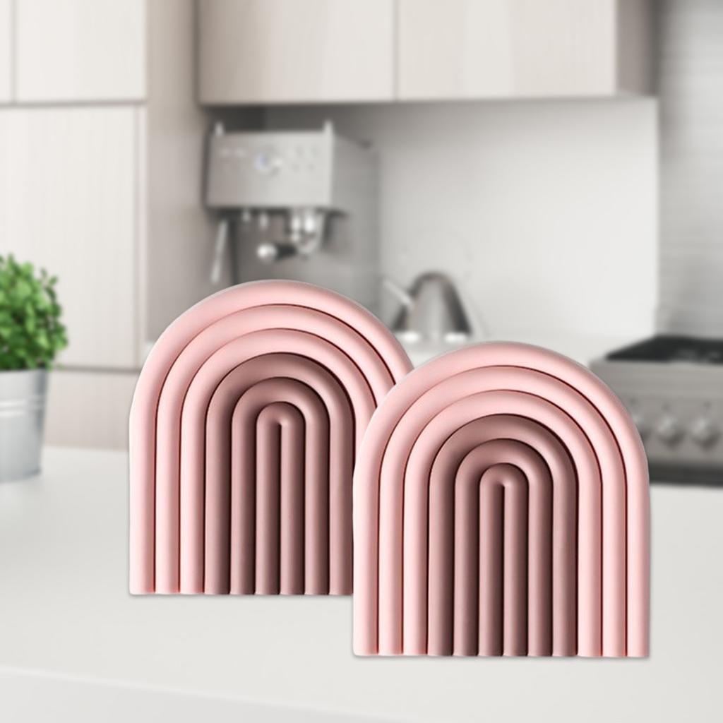 Maxbell  2X Drink Coaster Set Non-Stick Heat Colorful Drinks Cup Mat Home Decor Pink