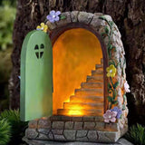 Fairy Door Solar Light Pixie Steps Miniature Magical Ornament Outdoor 15cm