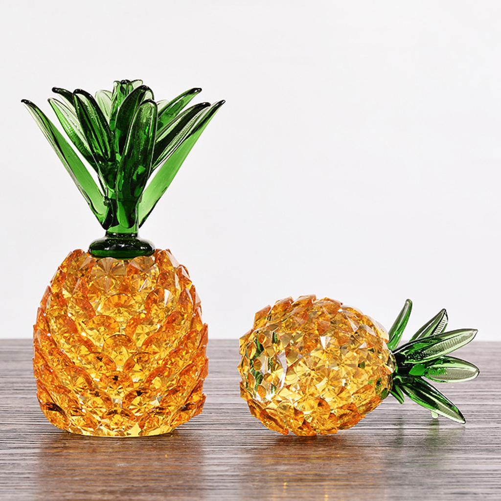 Sparkling Crystal Pineapple Ornament Handmade Fengshui Figurine Artwork M
