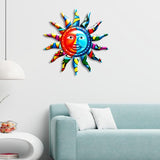 Colorful Metal Sun Wall Decor Hanging Kitchen Fence Porch Sun Face Sculpture