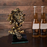 3D Lion Statue Resin Animal Figurine Sculpture Ornament Desktop Decor Gold