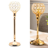 Crystal Candle Holder Metal Base Tabletop Votive Candlestick Home Ornament Round L