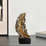 Art Feather Statue Living Room Home Decor Sculptures Gold 30x11x11cm