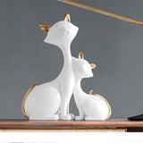 Cat Figurine Home Decor Crafts Modern Statue Desktop Birthday Gift White